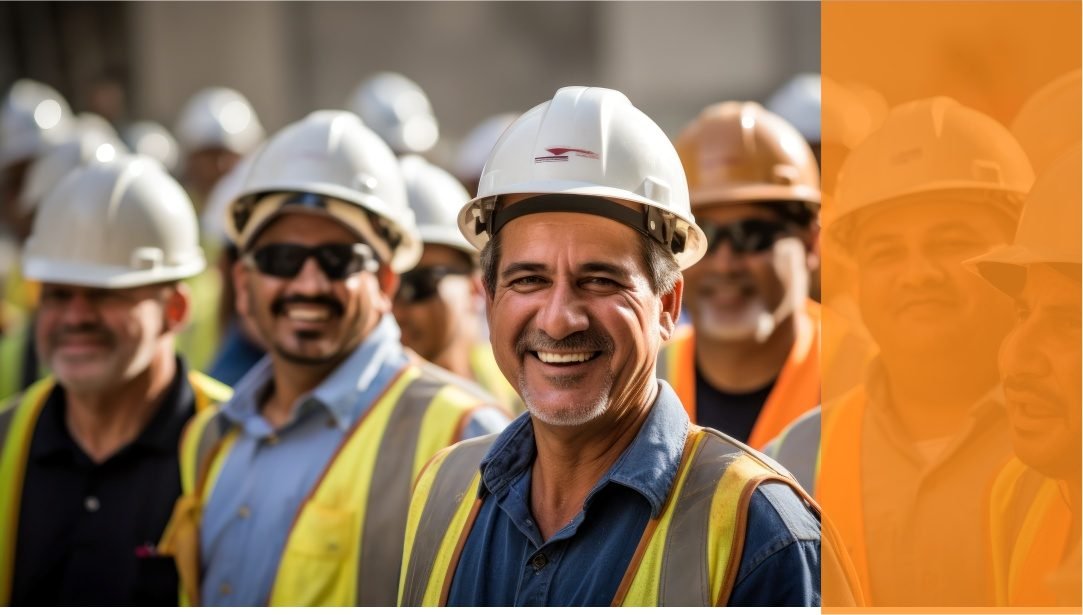 Latinos Labour Solutions crew wearing hard hats and safety vests